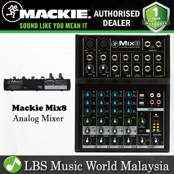 Mackie Mix8 8 Channel Compact Desktop Analog Mixer Mixing Console (Mix 8)
