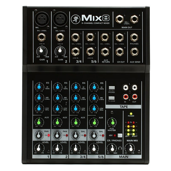 Mackie Mix8 8 Channel Compact Desktop Analog Mixer Mixing Console (Mix 8)