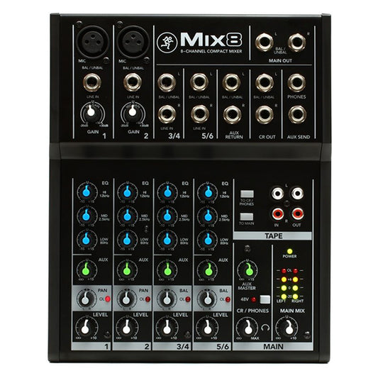 Mackie Mix8 8 Channel Compact Desktop Analog Mixer Mixing Console (Mix 8)