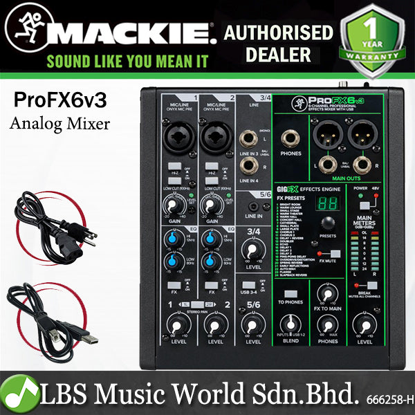Mackie ProFX6v3 6 Channel Mixer Compact USB Mixers with Effects (Pro FX 6V3 ProFx6 ProFX 6 v3)
