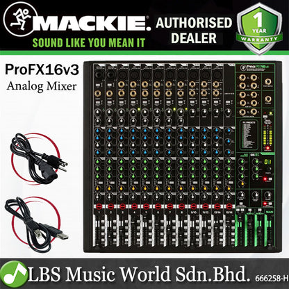 Mackie ProFX16v3 16 Channel Mixer Compact USB Mixers with Effects (Pro FX 16V3 ProFx16 ProFX 16 v3)