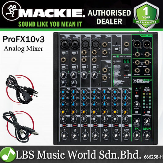 Mackie ProFX10v3 10 Channel Mixer Compact USB Mixers with Effects (Pro FX 10V3 ProFx10 ProFX 10 v3)