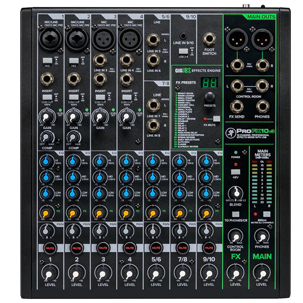 Mackie ProFX10v3 10 Channel Mixer Compact USB Mixers with Effects (Pro FX 10V3 ProFx10 ProFX 10 v3)