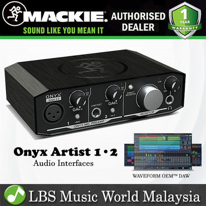 Mackie Onyx Artist 1-2 USB Studio Audio Interface 2 in 2 out Mac & PC