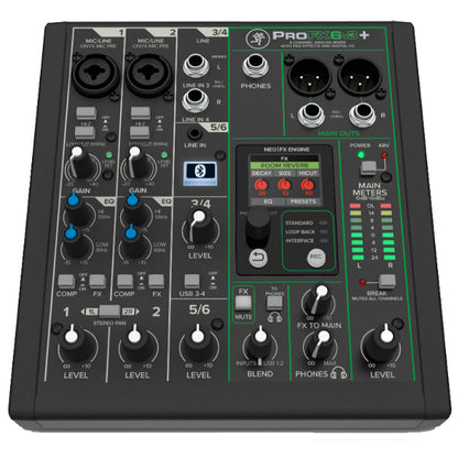 Mackie ProFX6v3+ 6 Channel Bluetooth Analog Mixer with Enhanced FX USB Recording Modes