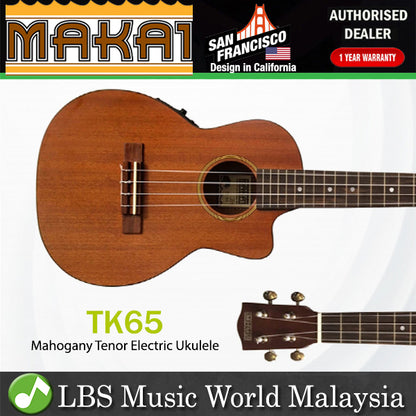 MAKAI TK-65 Mahogany Tenor Cutaway Electric Ukulele with Pickup (TK65)