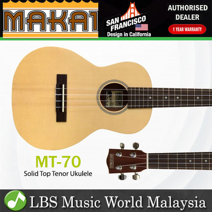 MAKAI MT-70 Solid Top Series Tenor Ukulele With White Binding (MT70)