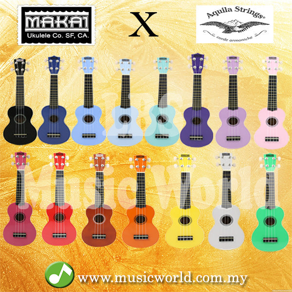 MAKAI MK10 Ukulele Soprano with Bag Colourful Ukulele With Aquila String USA Ukulele