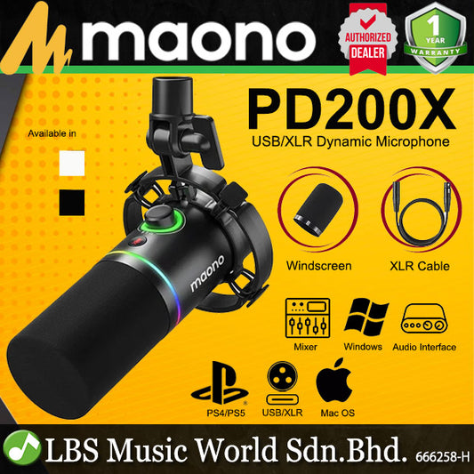 Maono PD200X Podcast Mic USB and XLR  Cardiod Dynamic Microphone Built in LED