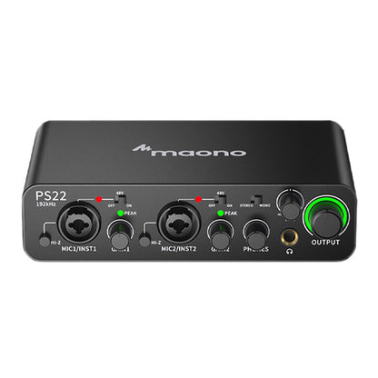 Maono PS22 Audio Interface for Recording Music Production and Guitar Audio Mixer