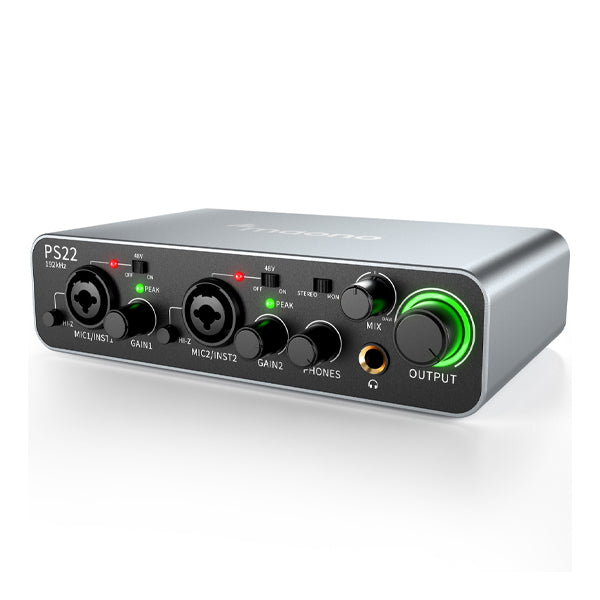 Maono PS22 Audio Interface for Recording Music Production and Guitar Audio Mixer