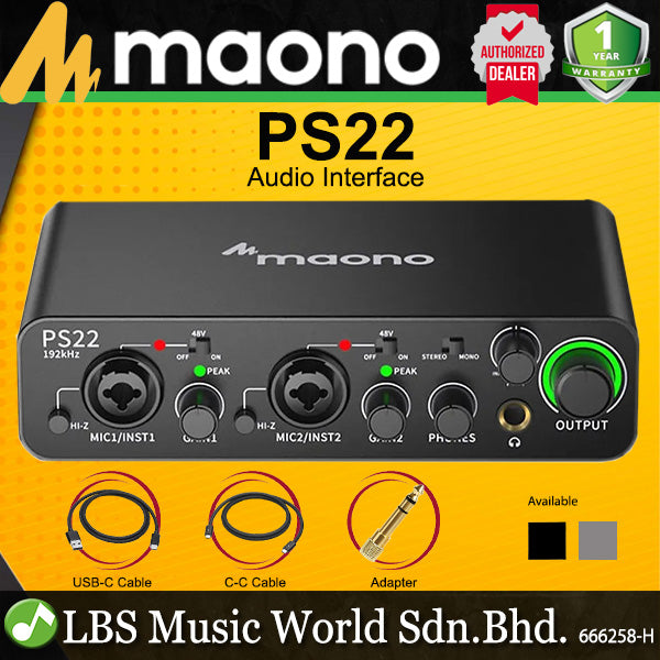 Maono PS22 Audio Interface for Recording Music Production and Guitar Audio Mixer