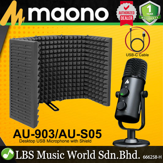 Maono AU-903 + AU-S05 USB Cardioid Condenser Microphone Omni Mic With Isolation Shield (AU903 AUS05)