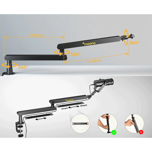 Maono BA92 Adjustable Rotatable Microphone Suspension Boom Arm Stand (BA 92)