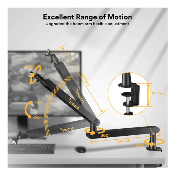 Maono BA92 Adjustable Rotatable Microphone Suspension Boom Arm Stand (BA 92)