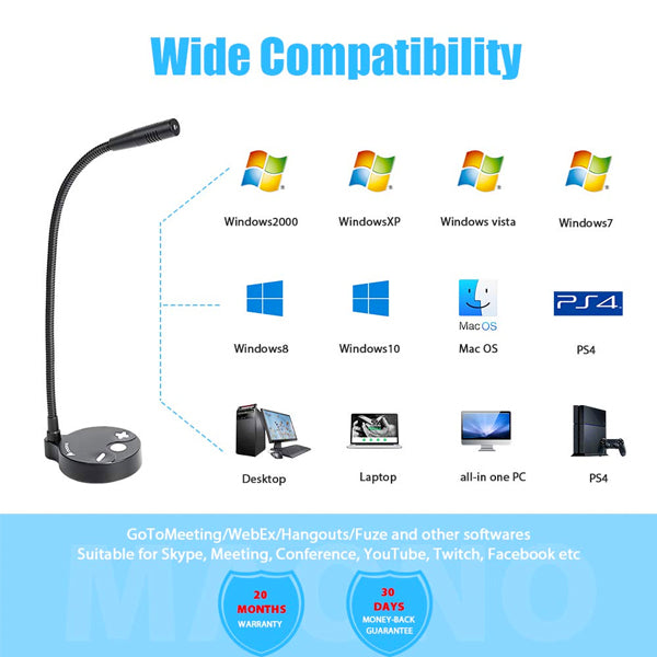 Maono AU-GM10 USB Conference Microphone Unidirectional Gooseneck Mic (GM10)