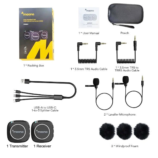 Maono AU-WM820 A1 Compact Wireless Microphone Kit System Built in Omnidirectional Mic (WM820)