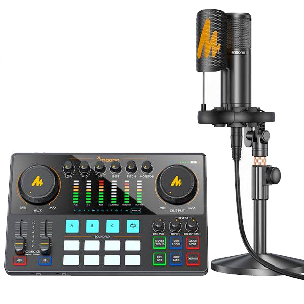 Maono Maonocaster AME2A Audio Interface Production Studio Set with Mic and Built in Preamp