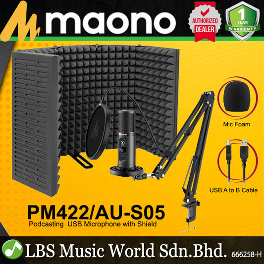 Maono PM-422 + AU-S05 Podcast USB Cardioid Condenser Microphone with Mic Shield (PM422 AUS05)