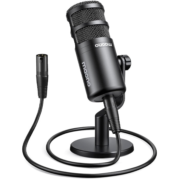 Maono PD100 Podcast Dynamic XLR Microphone Kit Cardioid Pattern Mic with Desktop Stand