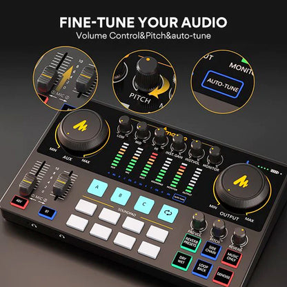 Maono Maonocaster AME2A Audio Interface Production Studio Set with Mic and Built in Preamp