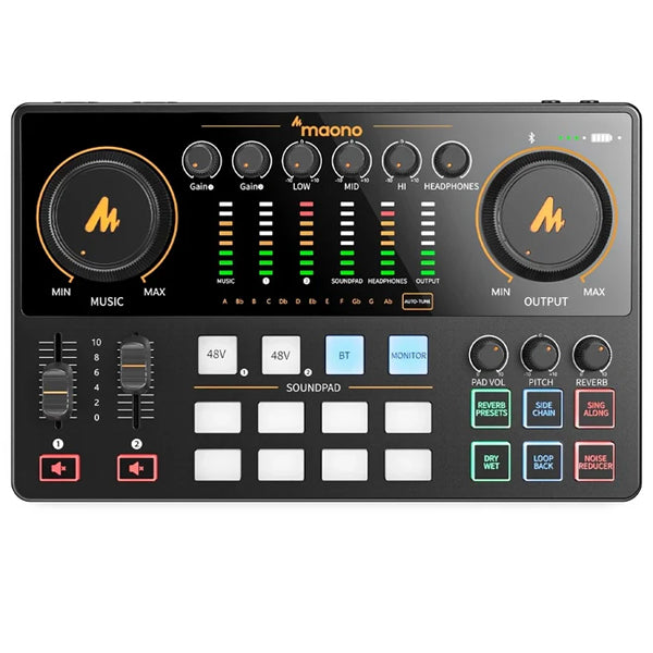 Maono Maonocaster AME2 Audio Interface and Podcast Mixer Built in Preamp (E2 AME2 Gen2)