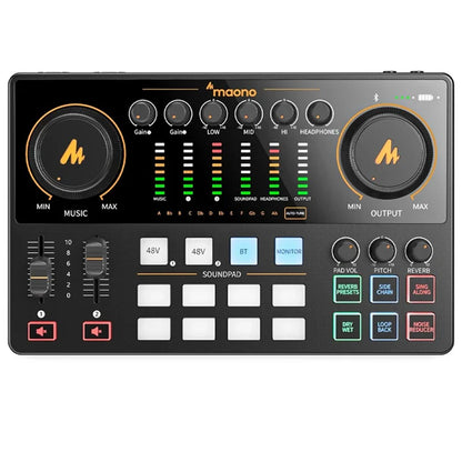 Maono Maonocaster AME2 Audio Interface and Podcast Mixer Built in Preamp (E2 AME2 Gen2)