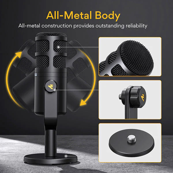 Maono PD100 Podcast Dynamic XLR Microphone Kit Cardioid Pattern Mic with Desktop Stand