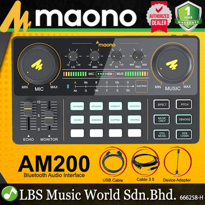 Maono Maonocaster Lite AM200 Audio Interface Podcast Mixer with Bluetooth