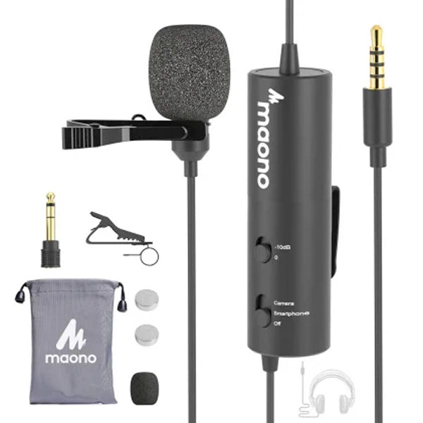 Maono AU-102 Lavalier Mic Omnidirectional Microphone with Noise Reduction (AU102)