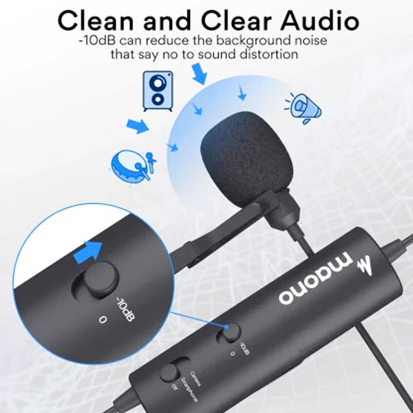 Maono AU-102 Lavalier Mic Omnidirectional Microphone with Noise Reduction (AU102)
