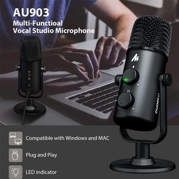 Maono AU-903 USB Microphone Omnidirectional Studio Condenser Microphone for Podcast (AU903)