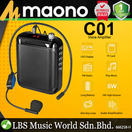 Maono C01 Portable Voice Amplifier Headward Microphone with Speaker and LED Display