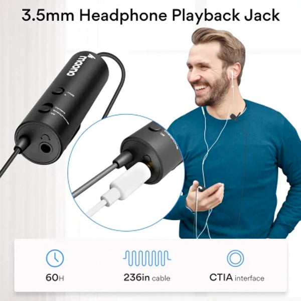 Maono AU-102 Lavalier Mic Omnidirectional Microphone with Noise Reduction (AU102)