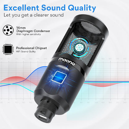 [Discontinued] Maono AU-PM461TR RGB USB Microphone Cardioid Condenser Mic (PM461TR)