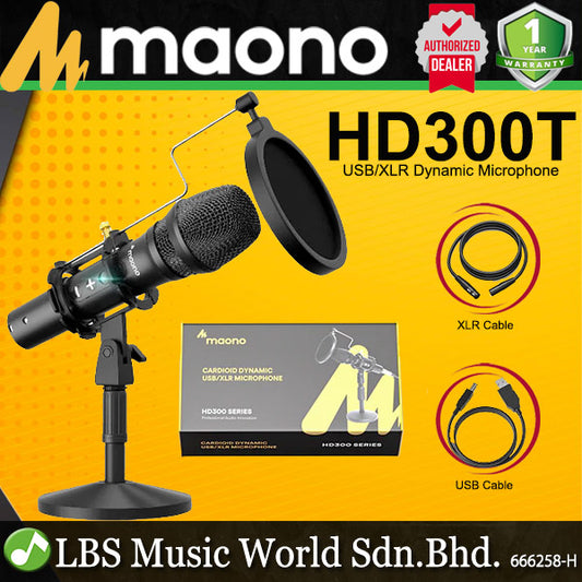 Maono HD300T USB or XLR Dynamic Cardioid Mic Broadcast Microphone (HD300 T)