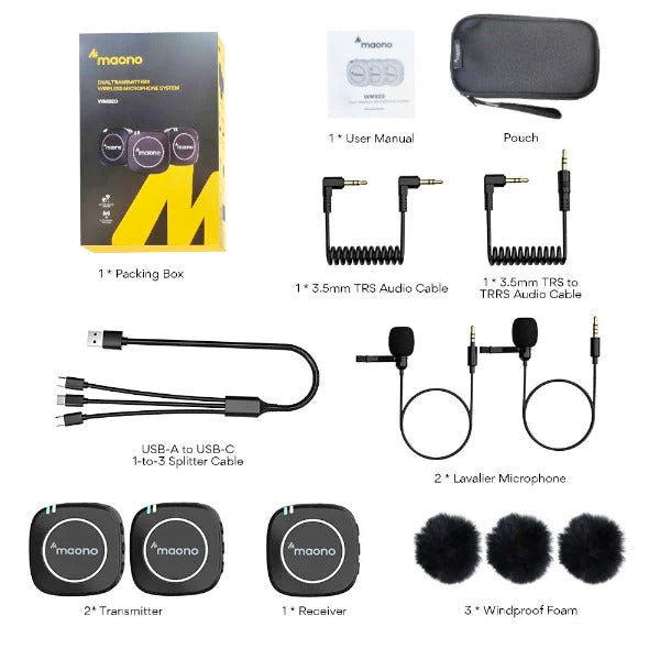 Maono AU-WM820 A2 Compact Wireless Microphone Kit System Built in Omnidirectional Mic (WM820)