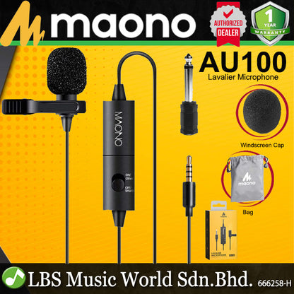 Maono AU100 3.5MM Lavalier Omnidirectional Mic Capsule Clip On Microphone