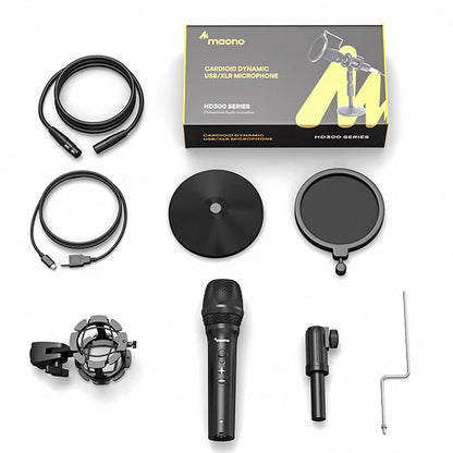 Maono HD300T USB or XLR Dynamic Cardioid Mic Broadcast Microphone (HD300 T)
