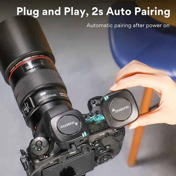 Maono AU-WM820 A2 Compact Wireless Microphone Kit System Built in Omnidirectional Mic (WM820)