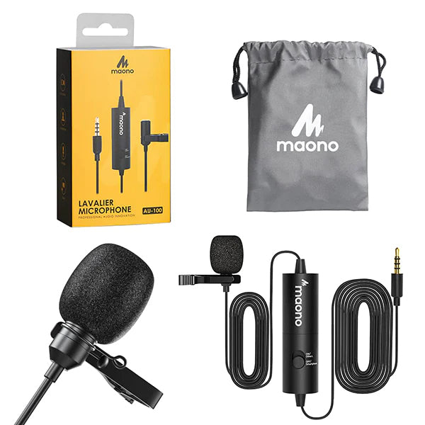 Maono AU100 3.5MM Lavalier Omnidirectional Mic Capsule Clip On Microphone