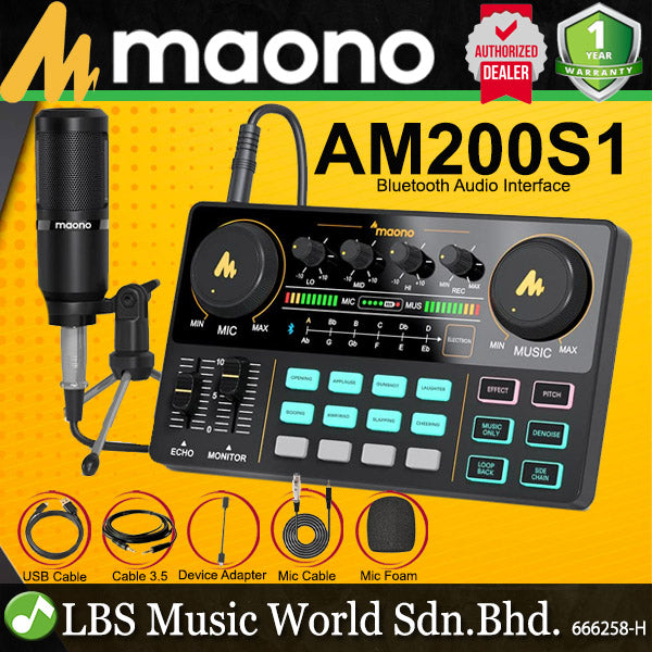 Maono AM200S1 Maonocaster Lite AM200 Podcast Equipment Bundle with Microphone (AM200 S1)