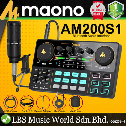 Maono AM200S1 Maonocaster Lite AM200 Podcast Equipment Bundle with Microphone (AM200 S1)