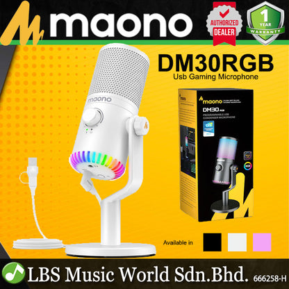 Maono DM30RGB Plug and Play USB Gaming Microphone Cardioid Pattern Mic (DM30 RGB)