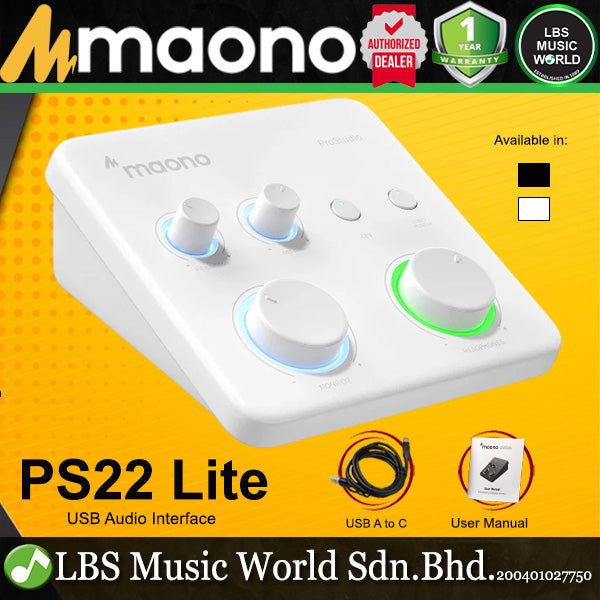 Maono PS22 Lite USB Audio Interface Portable Studio Recording for PC & Mobile