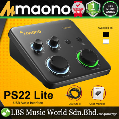 Maono PS22 Lite USB Audio Interface Portable Studio Recording for PC & Mobile