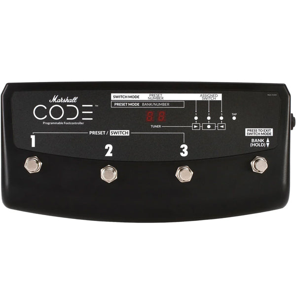 Marshall PEDL-91009 4 Way Footswitch for CODE Amplifiers  with Preset Recall and LED Readout (PEDL91009)