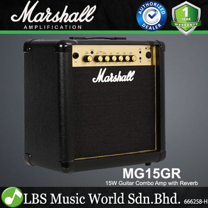 Marshall MG15GR 15 Watt 1 X 8" Electric Guitar Combo Speaker Amplifier with Reverb Amp (MG15R)