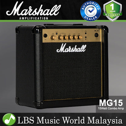 Marshall MG15G Gold Series 15W Electric Guitar Amp Combo Amplifier (MG15GR MG15GFX)