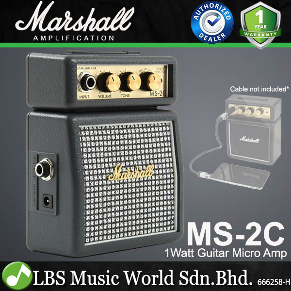 Marshall MS-2C 1 Watt Electric Guitar Micro Amp Speaker Battery Powered Amplifier Classic (MS-2 / MS 2)